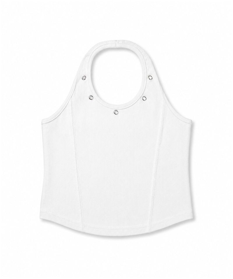 Eyelet Halterneck Sleeveless - White