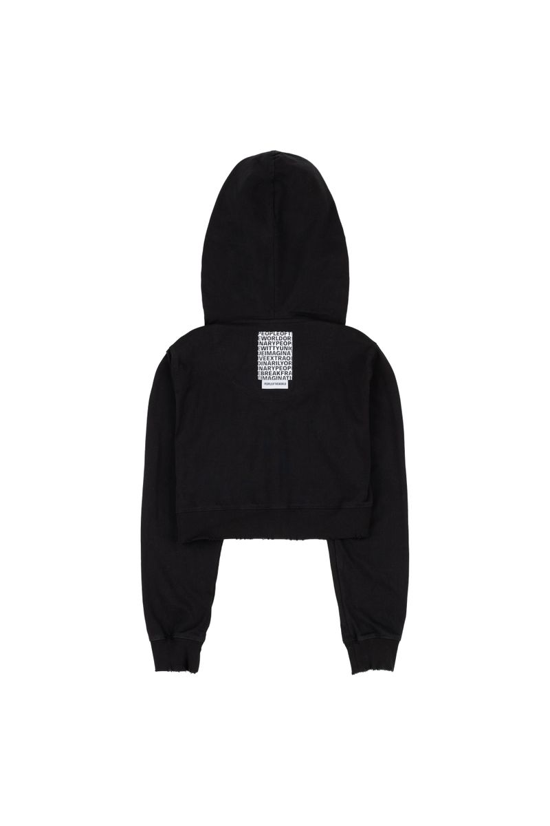 Crop Logo Hood Zip-Up (BLACK)