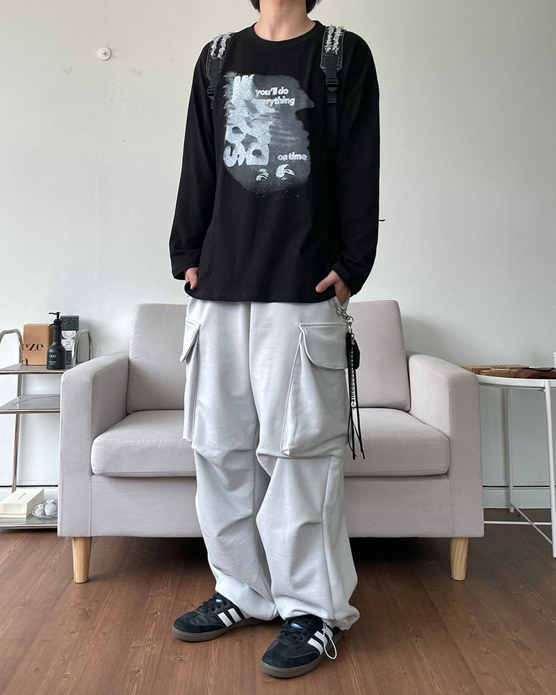 Shadow printed long-sleeved shirt