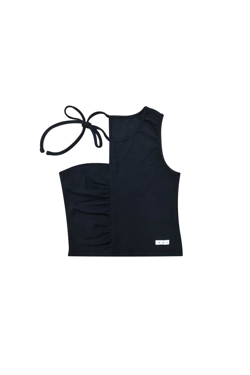 BEBE UNBALANCE SLEEVELESS TOP / BLACK