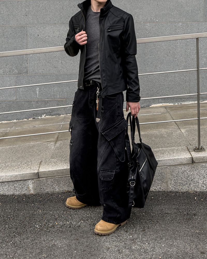 Sel Distressed Cargo Wide Denim
