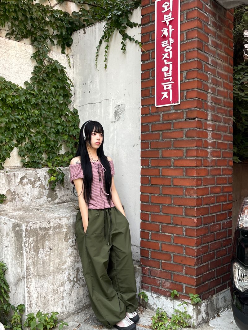Irmi Nylon Bizo Snap Wide Pants