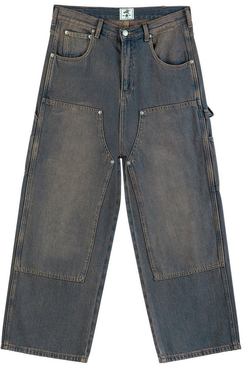 Washed Flare Work Jeans