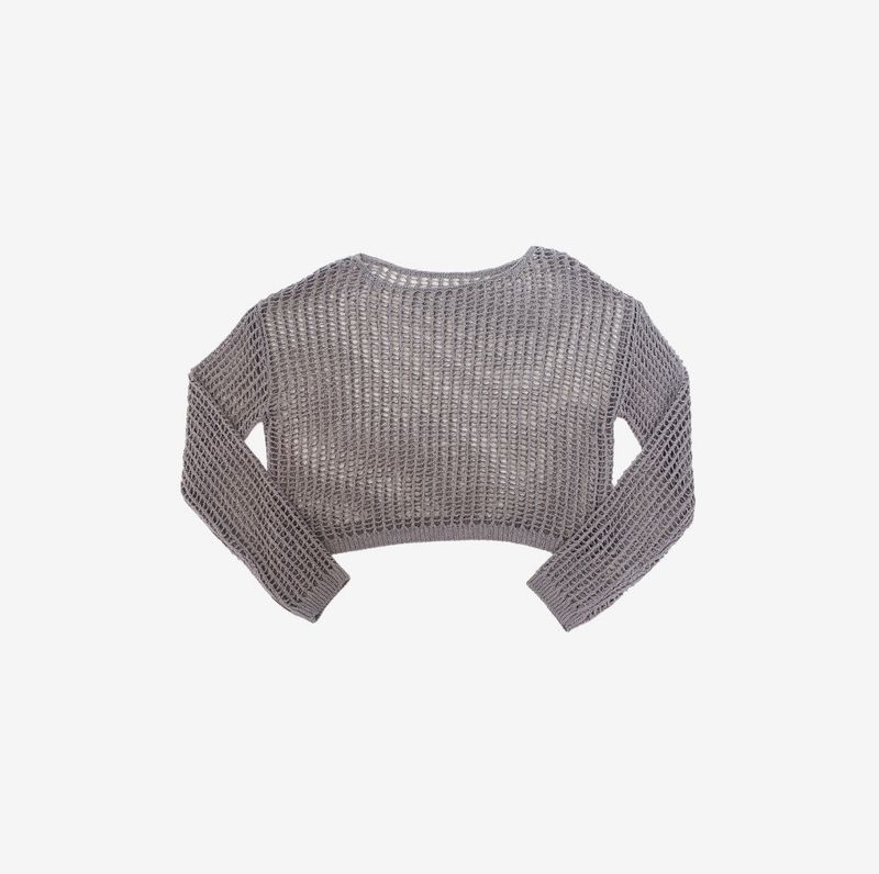 a see-through cropped knitwear