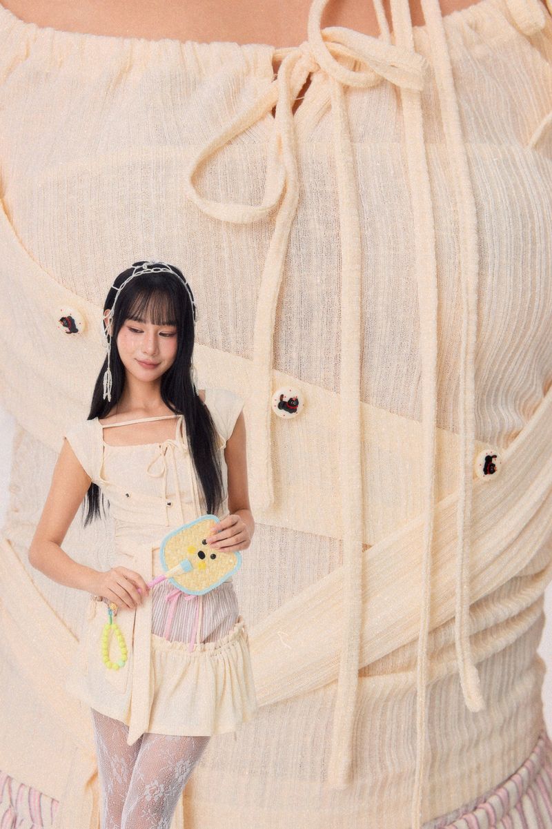 Dear Days Asymmetrical Knit Top (Cream)