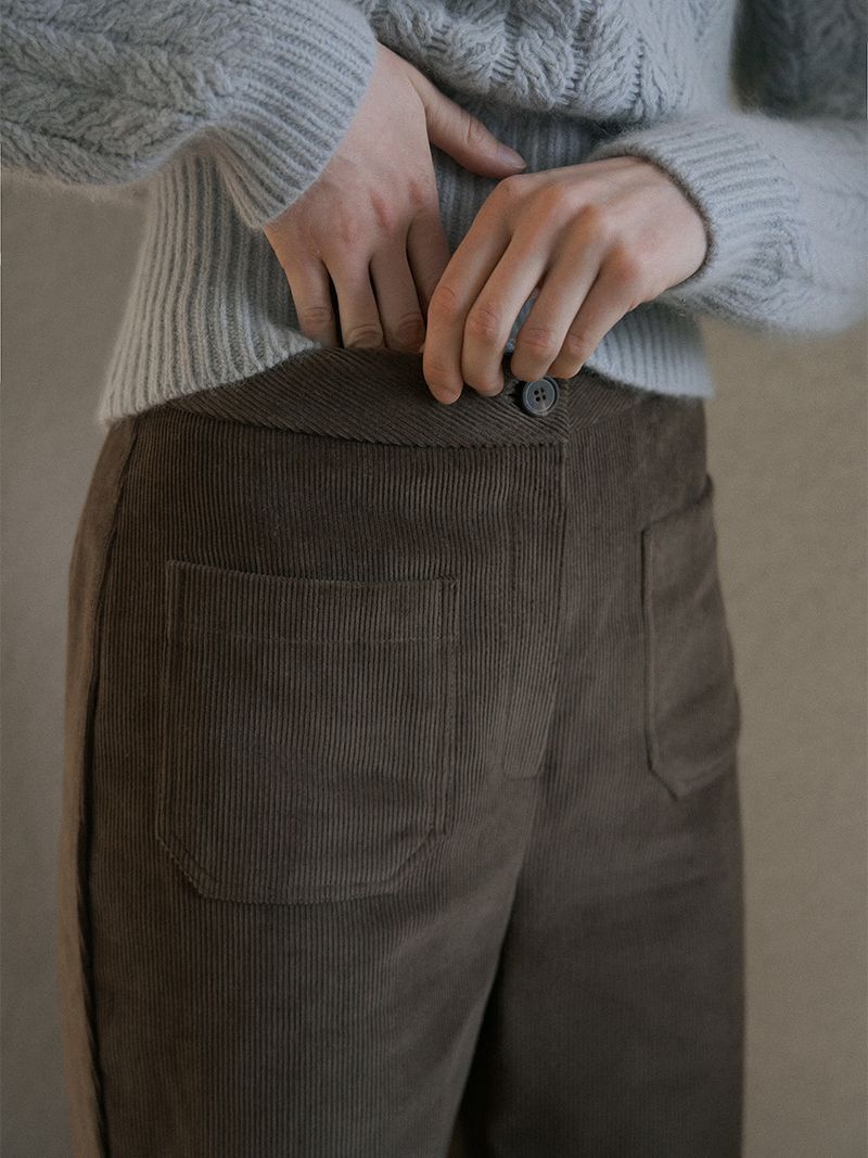 Corduroy wide pants