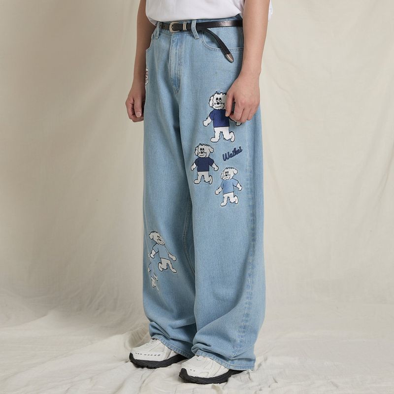 Maltese Multi Embroidery Denim Pants