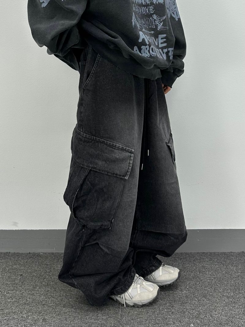 denim oblique cargo pants