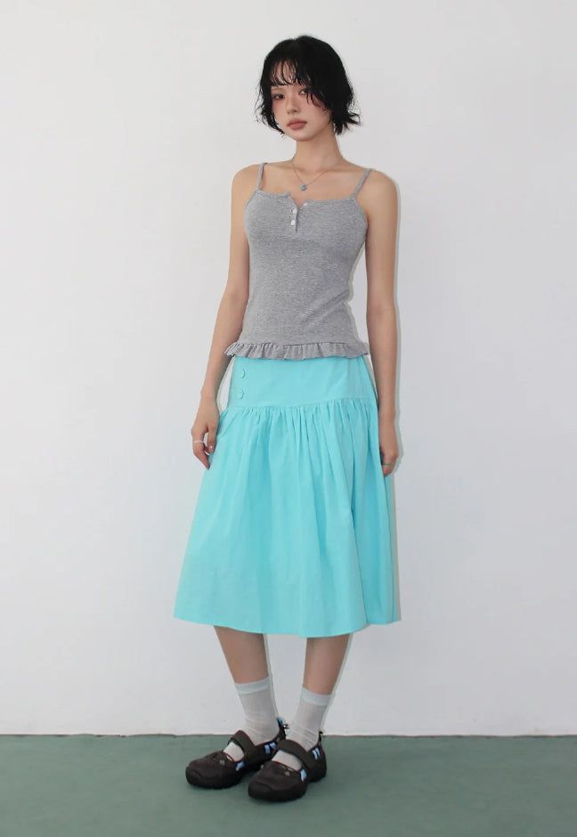 FRILL BUTTON SLEEVELESS