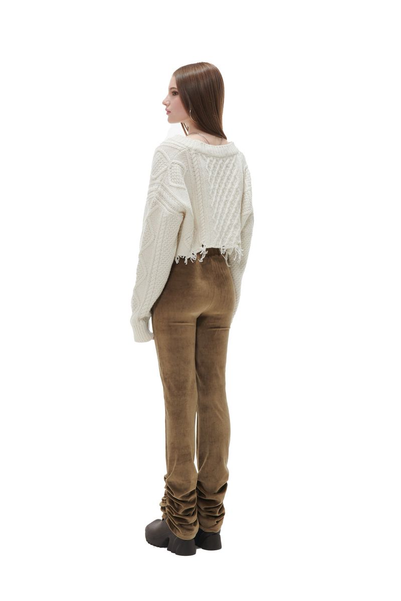 VELVET SHIRRING LEGGINGS
