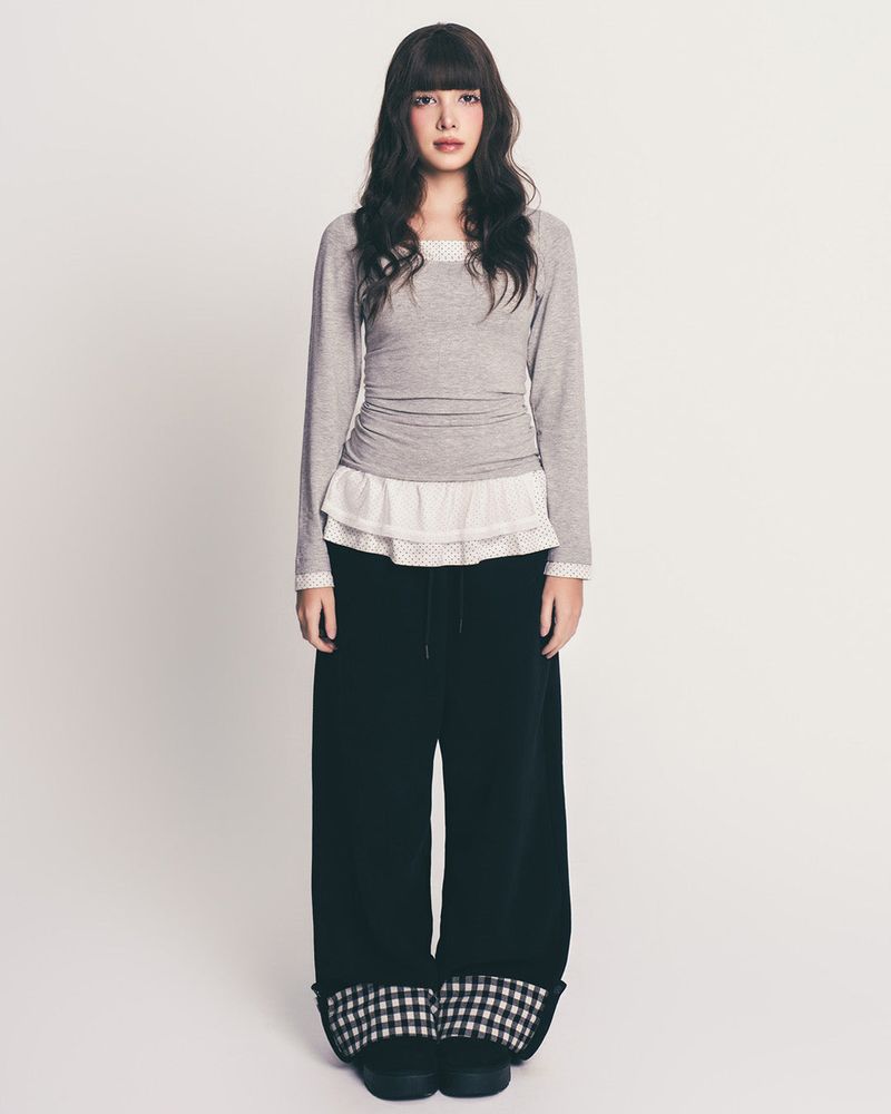 Fazed（フェイズド）の「check folding sweatpants / black（Pants）」