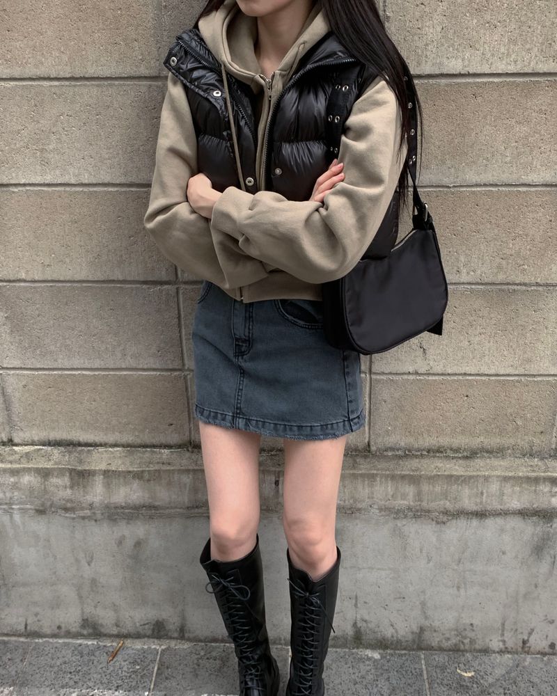 High crop padding vest