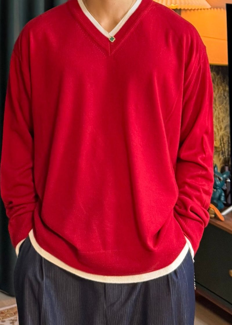Coloring MER V-neck knit 4COLOR