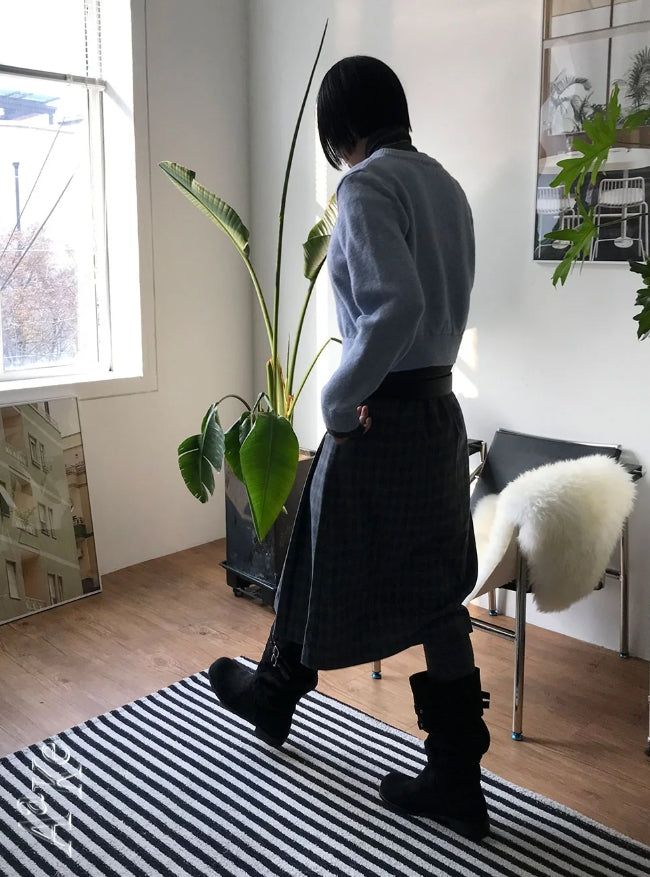 (WOOL) TWO-TONE LAYER CARDIGAN