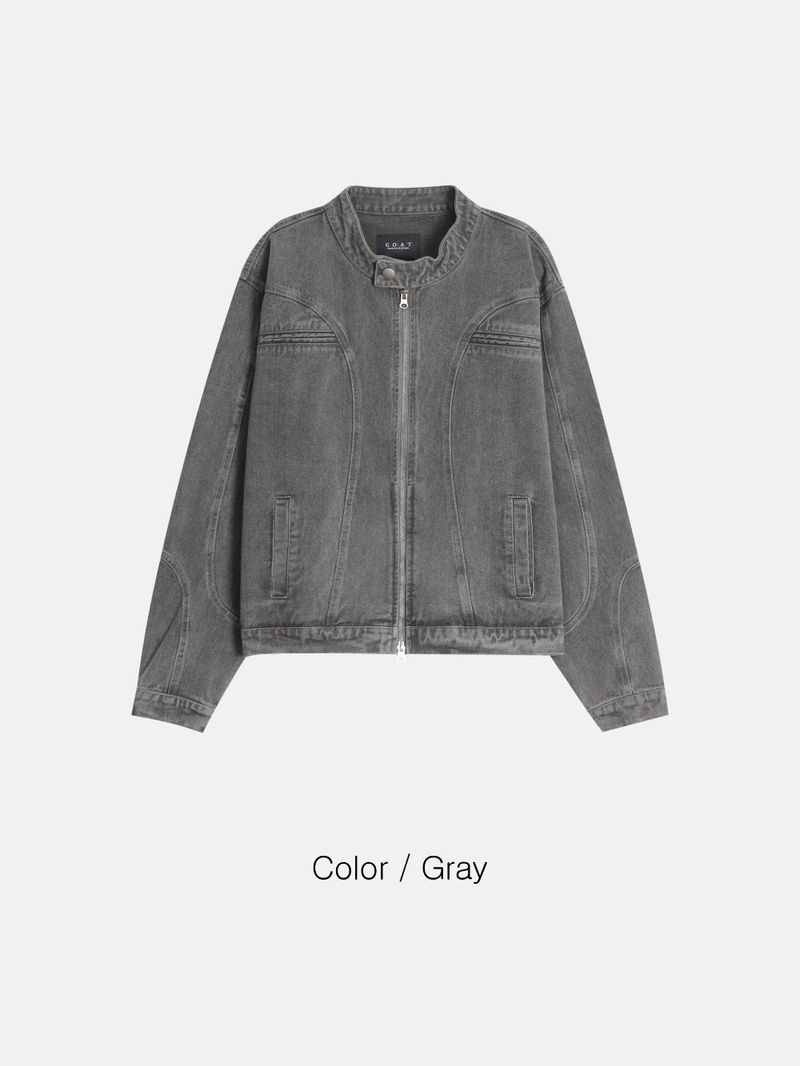 Crop Biker Washing Jacket