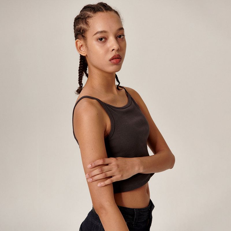 Tiam Crop Bra Top Charcoal