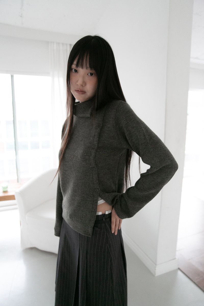bokashi unbal collar knit top(4colors)