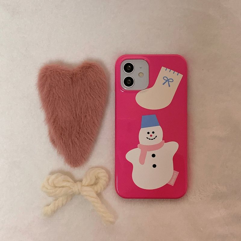 snowman pungpung hard phone case(glossy hot pink)