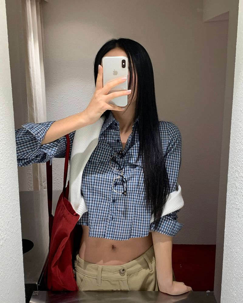 [ORIGINAL] Like Check Crop Pocket Shirt