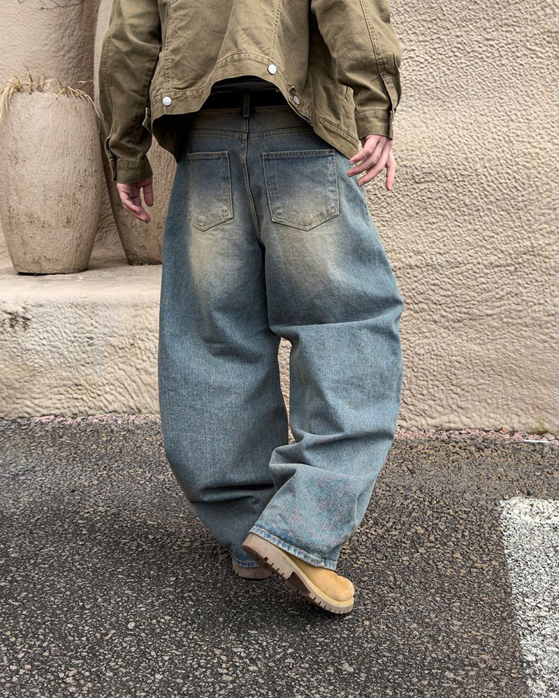 Roy Distressed Wide Denim Pants