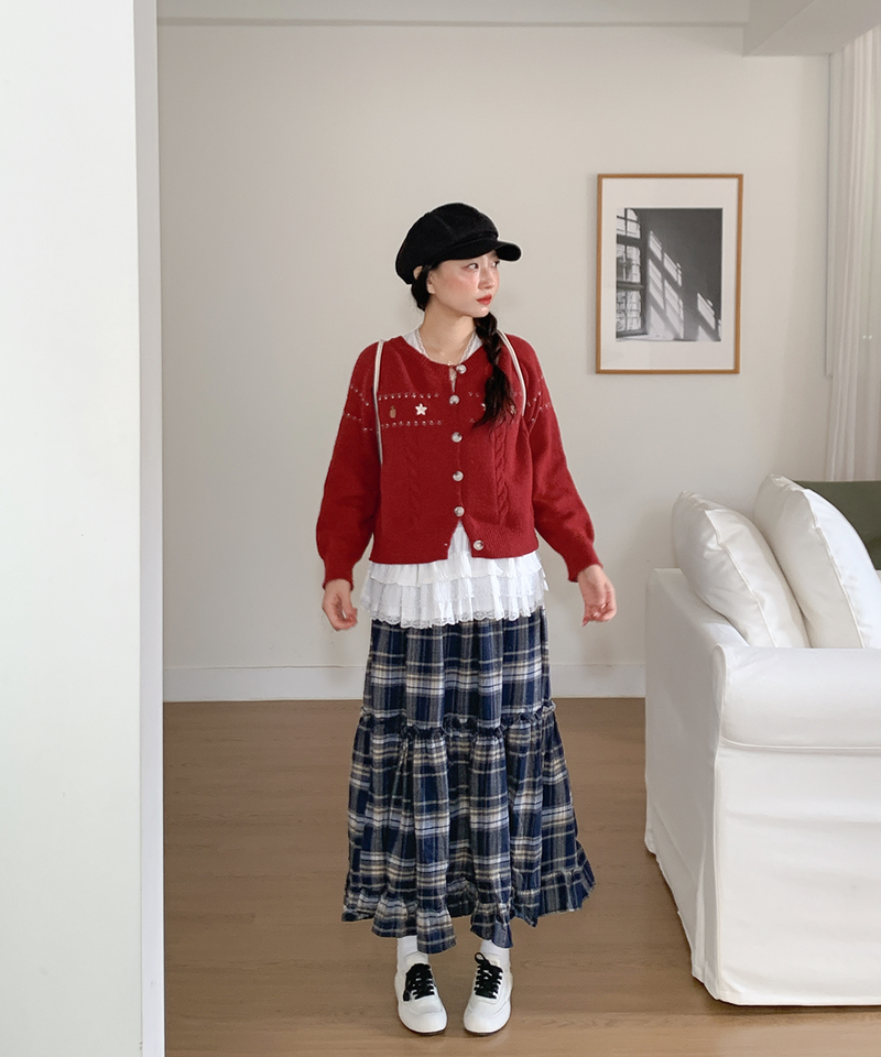 Sorbet Long Checkered Skirt