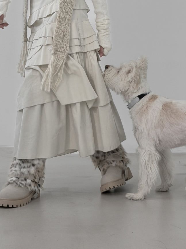 Anple Unbalanced Frill Tiered Skirt