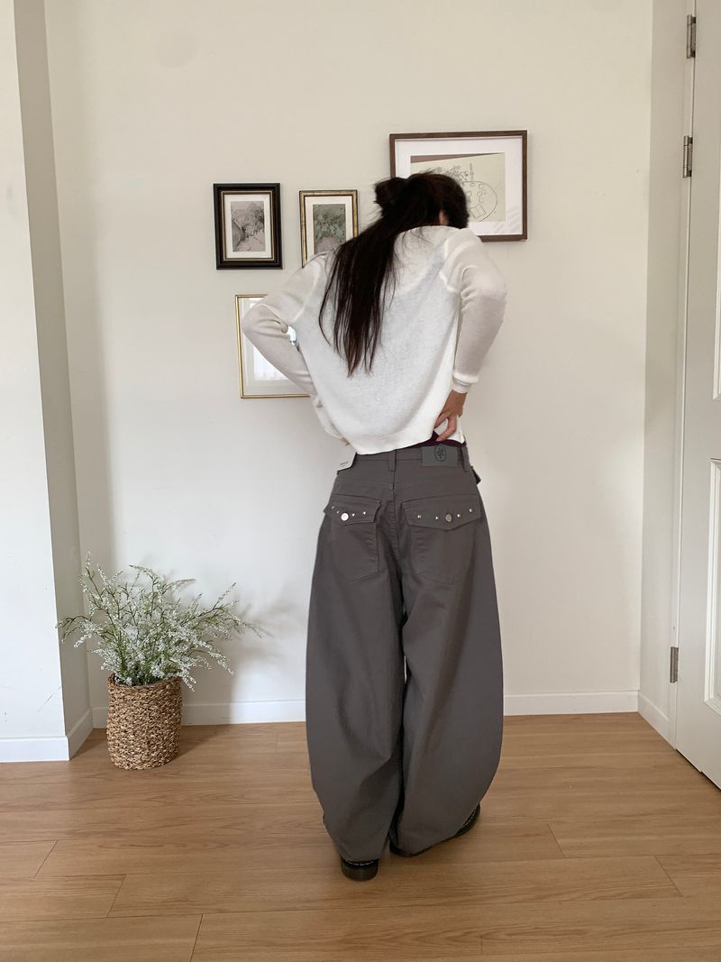 TWILL BACK POCKET STUD PANTS (3C)