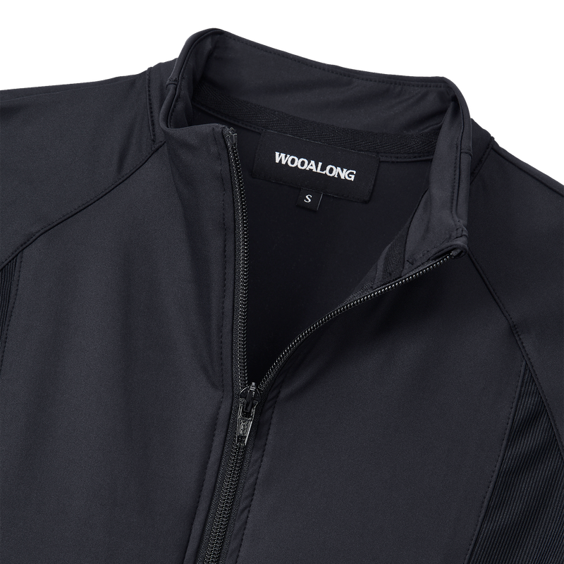 Slim Nylon Fingerhole Zip-up - BLACK