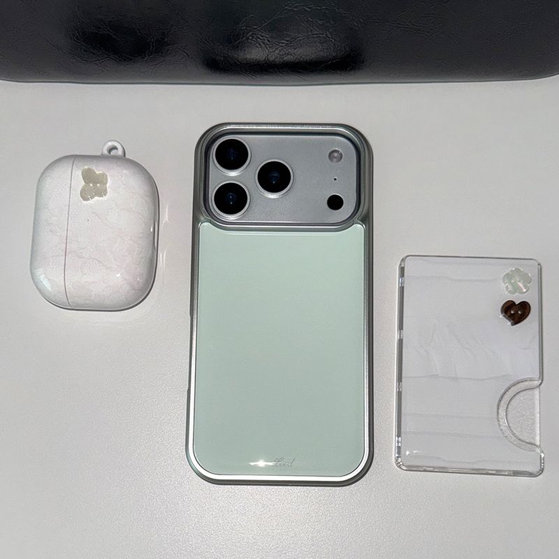 [MADE] BASIC MINT PHONE CASE (glass silver bumper)