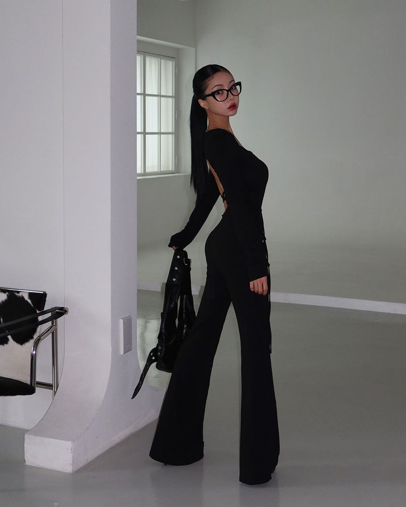 Backless body bootcut jumpsuit