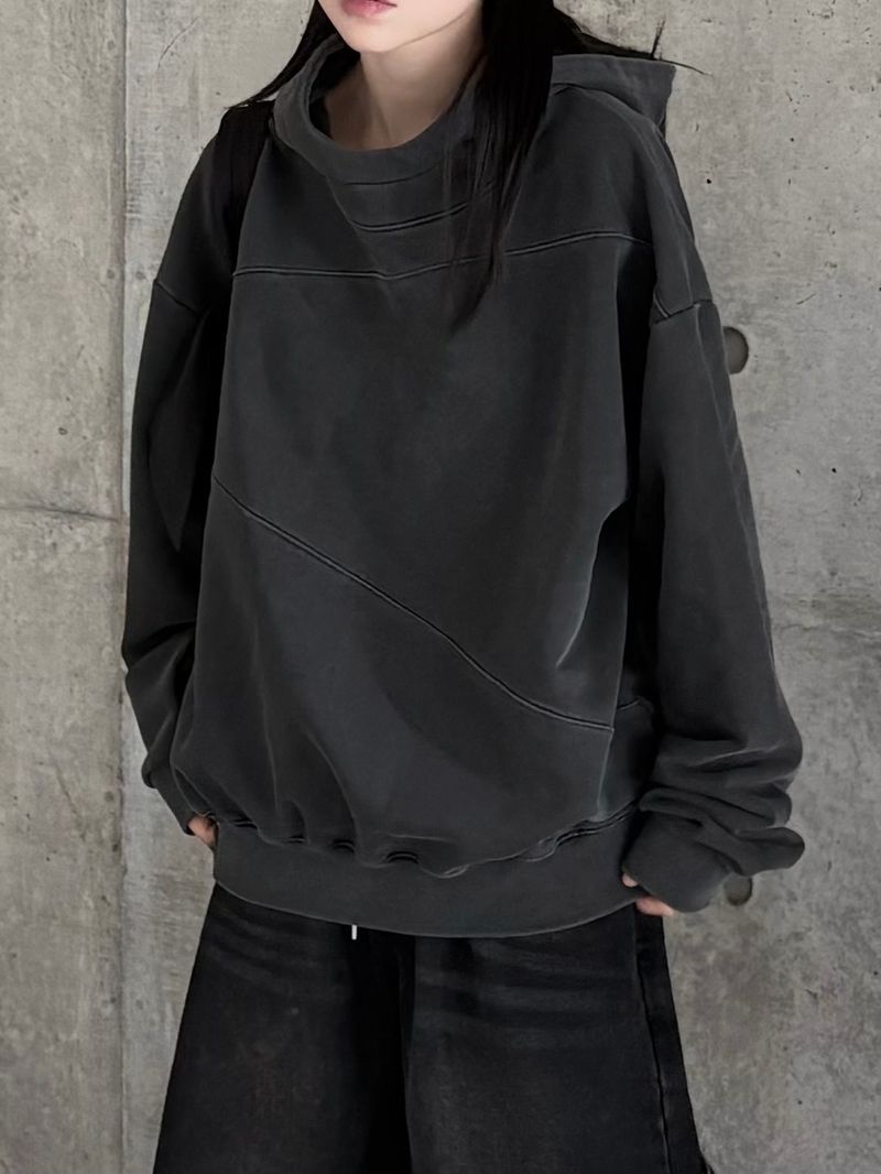 slant cutline pigment hoodie