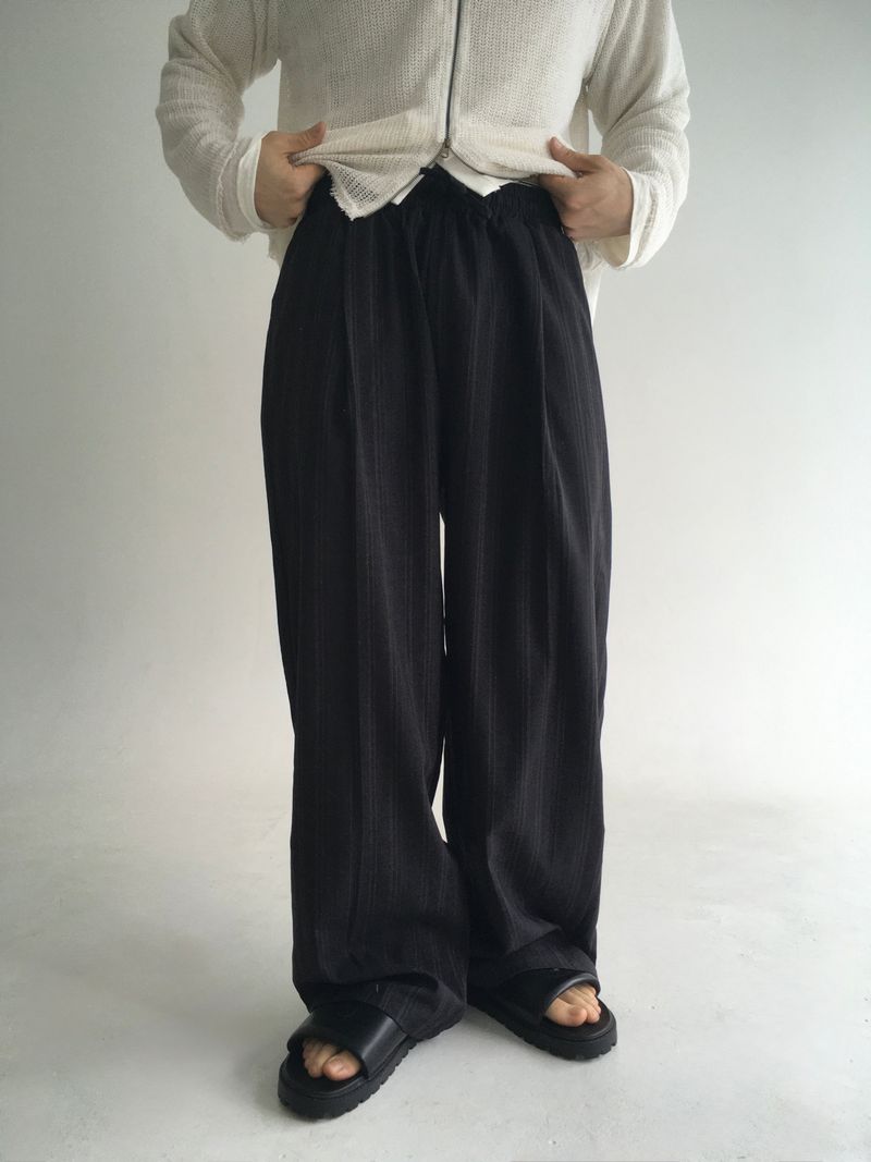 stripe banding rayon slacks(2colors)