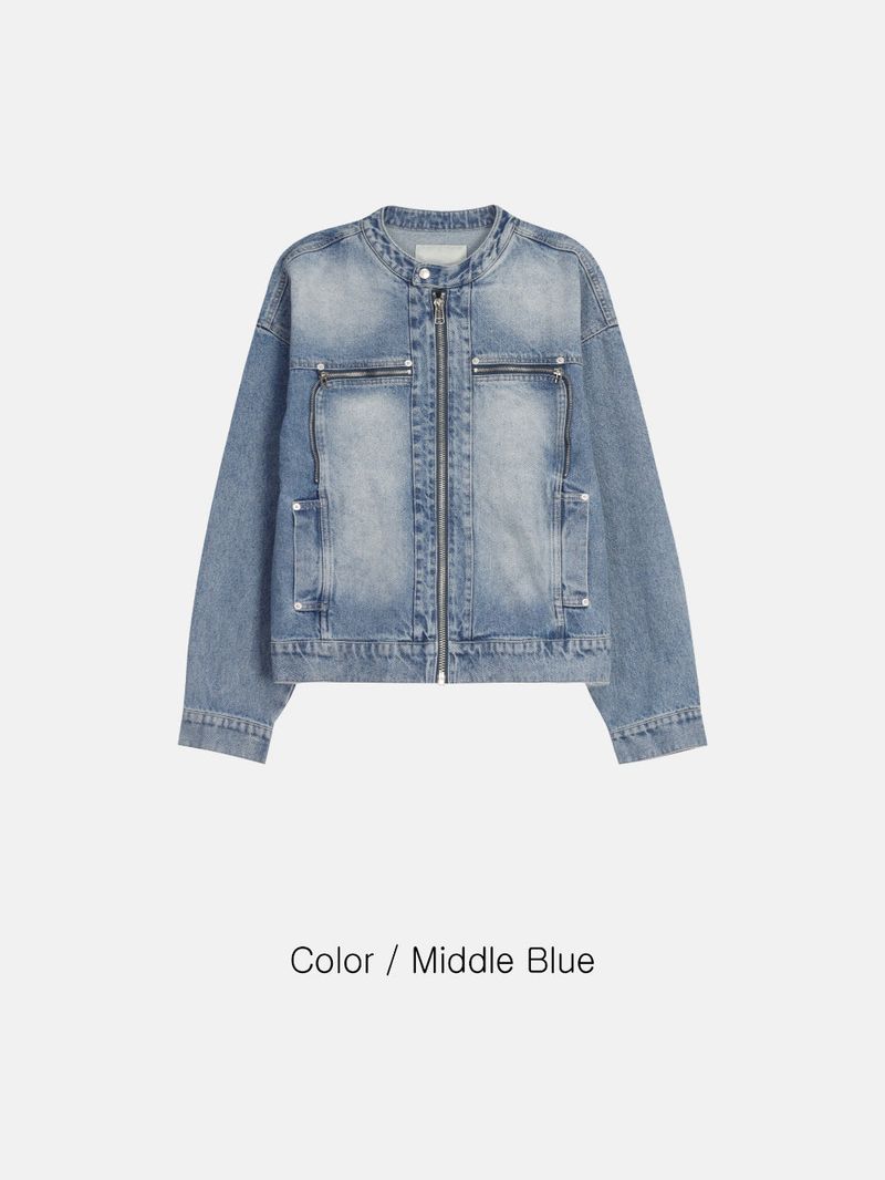 LMN Roel Zipper Biker Denim Jacket (3 colors)