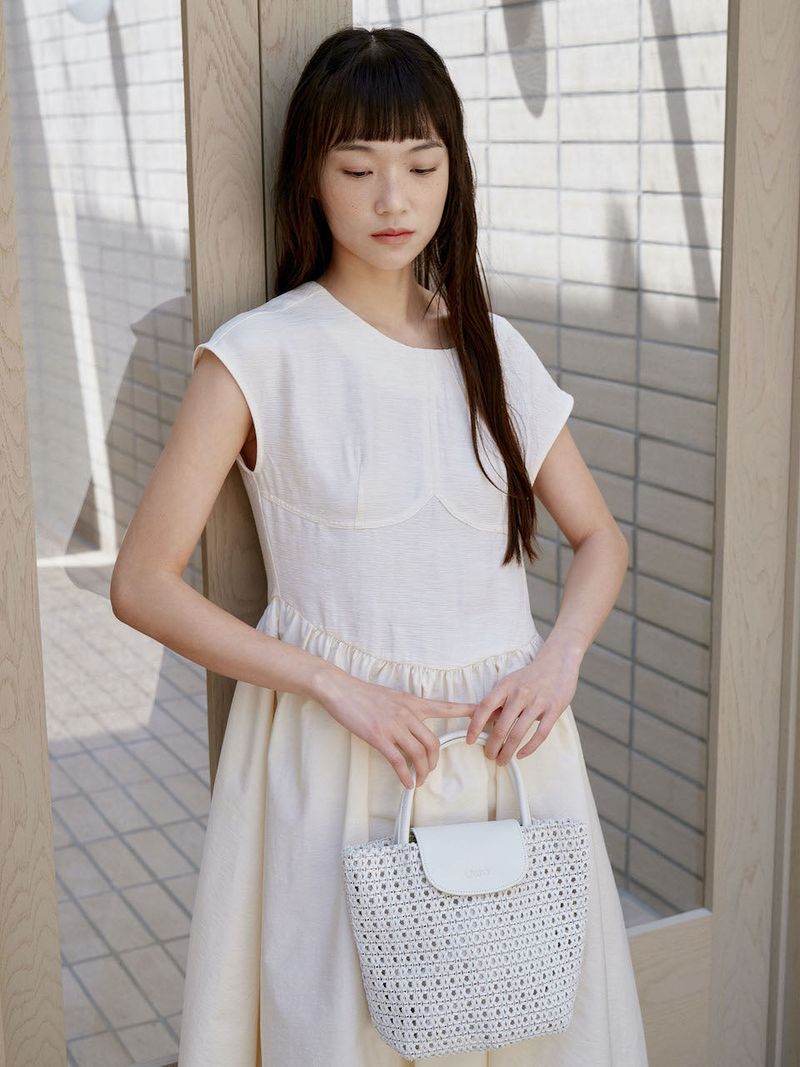 LEATHER BASKET BAG [ SHELL ]