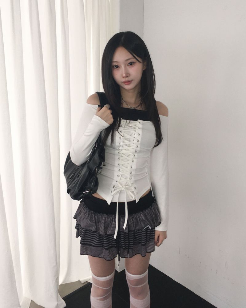 Stripe firll cancan skirt