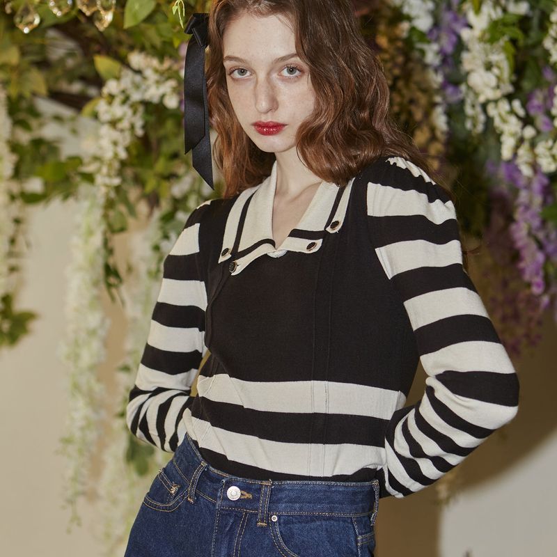 VITALSIGN(バイタルサイン)の「Stripe Collar Knit(Tops)」
