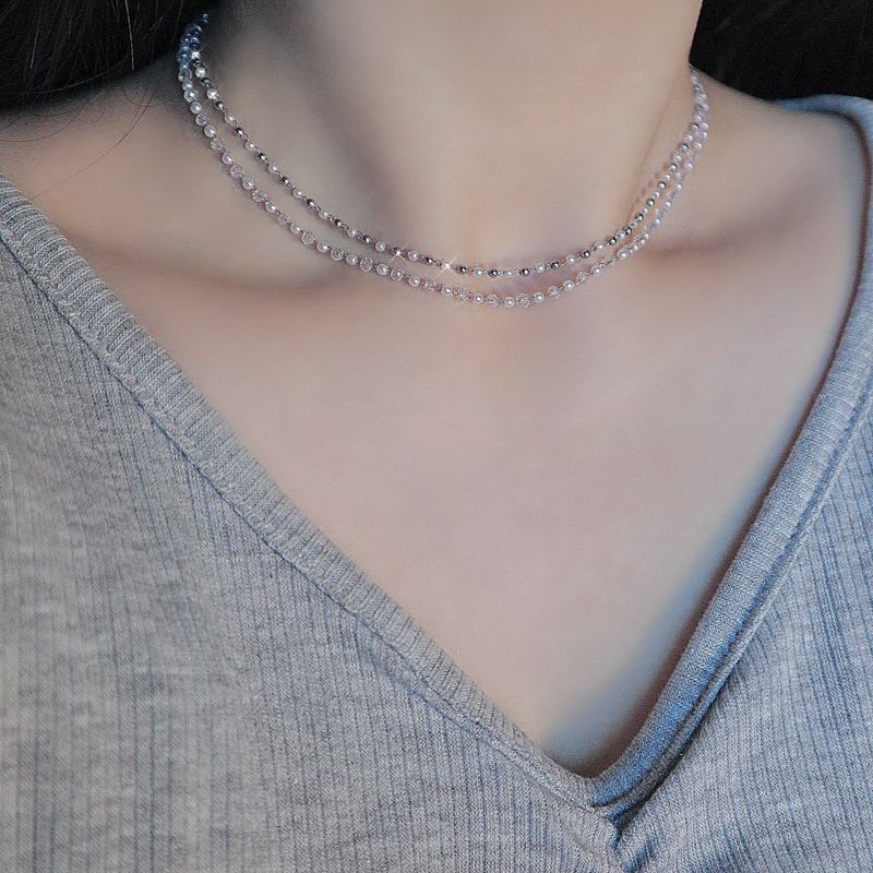 crystal ball pearl choker