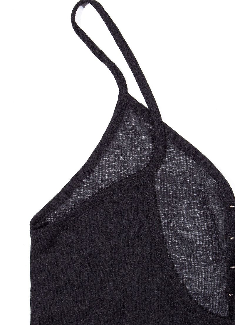 SEETHROUGH BUTTON SLEEVELESS_Black