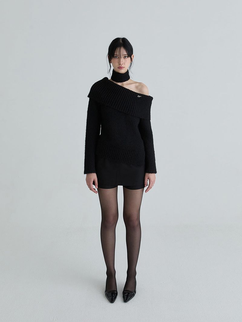 Muffler symbol knit set (Black)