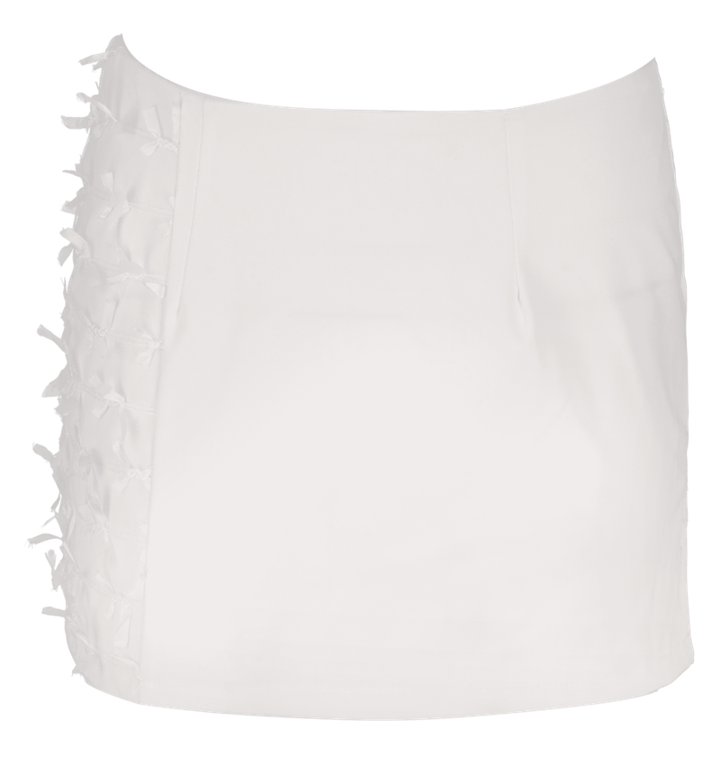  [Seow] Flap mesh ribbon sk, white