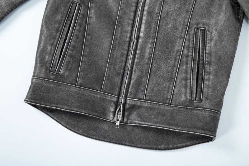  BIKER WASHING LEATHER JAKET L1 (GREY)