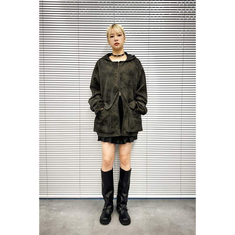 CLOUDY LEATHER HOOD JACKET