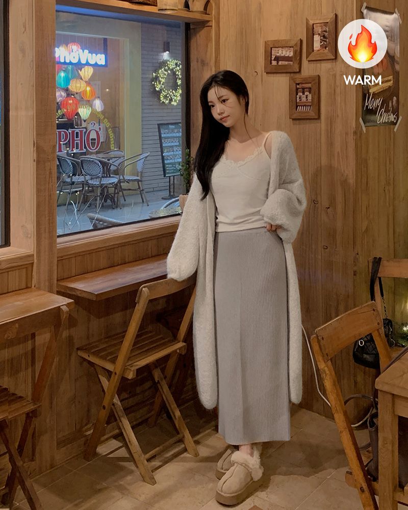 Lonlang Ribbed Knit Long Skirt