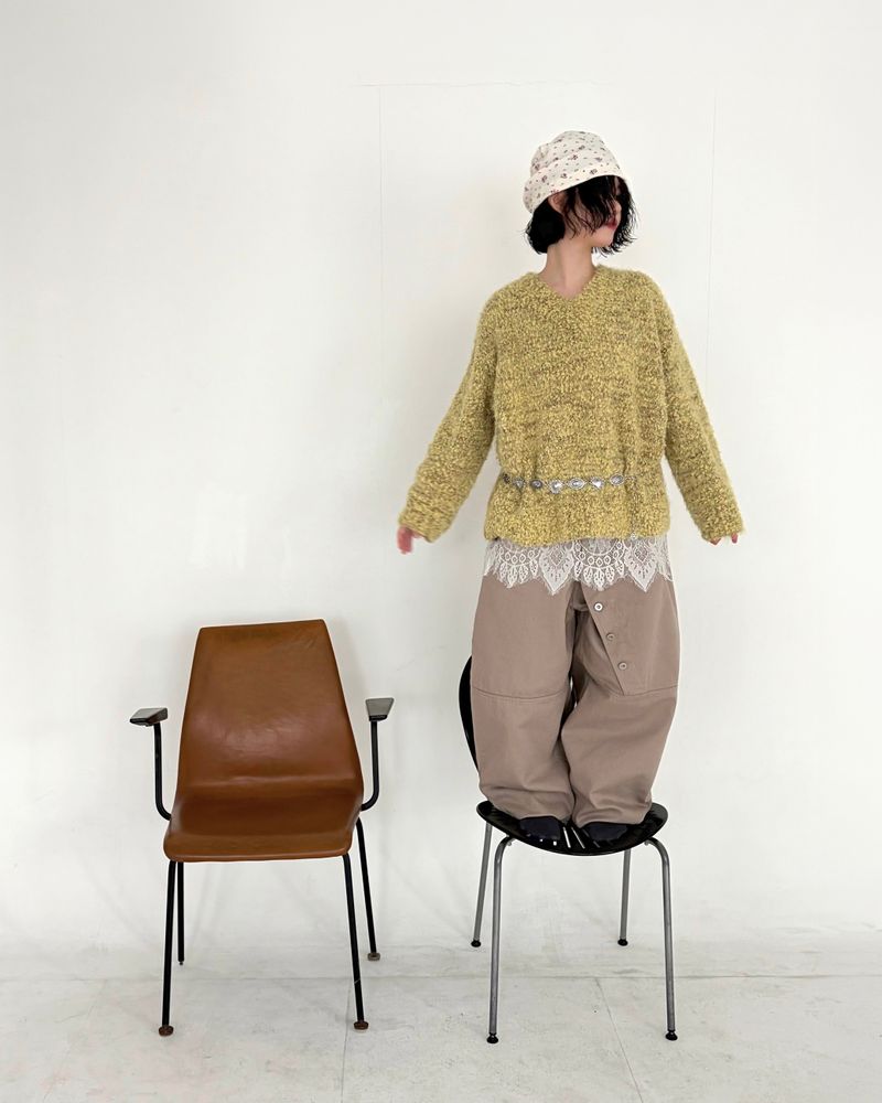 Slant Button Denim Pants
