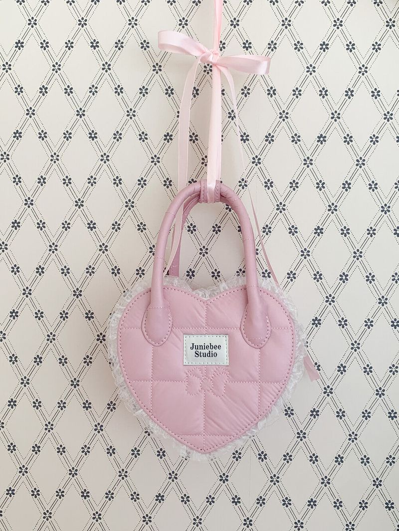 Junie Lace Heart Bag ( Pink )