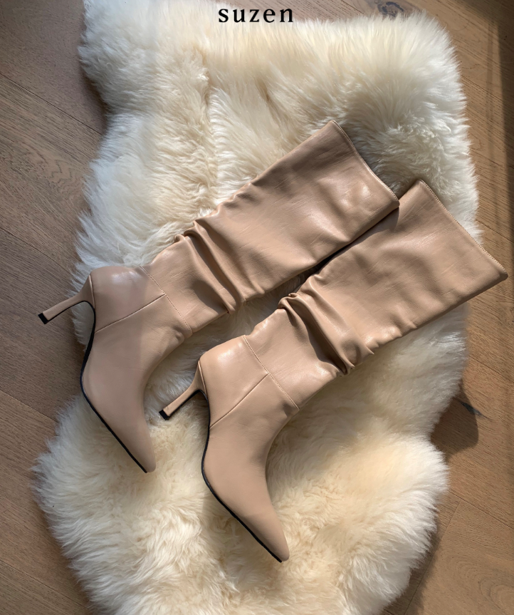 Ive Shirring Long Boots (2color)
