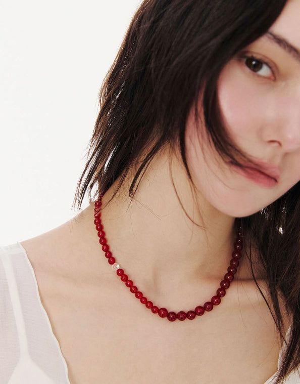 26SS★ H Edition (W) Red Jade Gradation Beaded Necklace