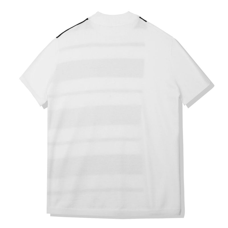 MOCK NECK HALF STRIPE KNIT T-SHIRT