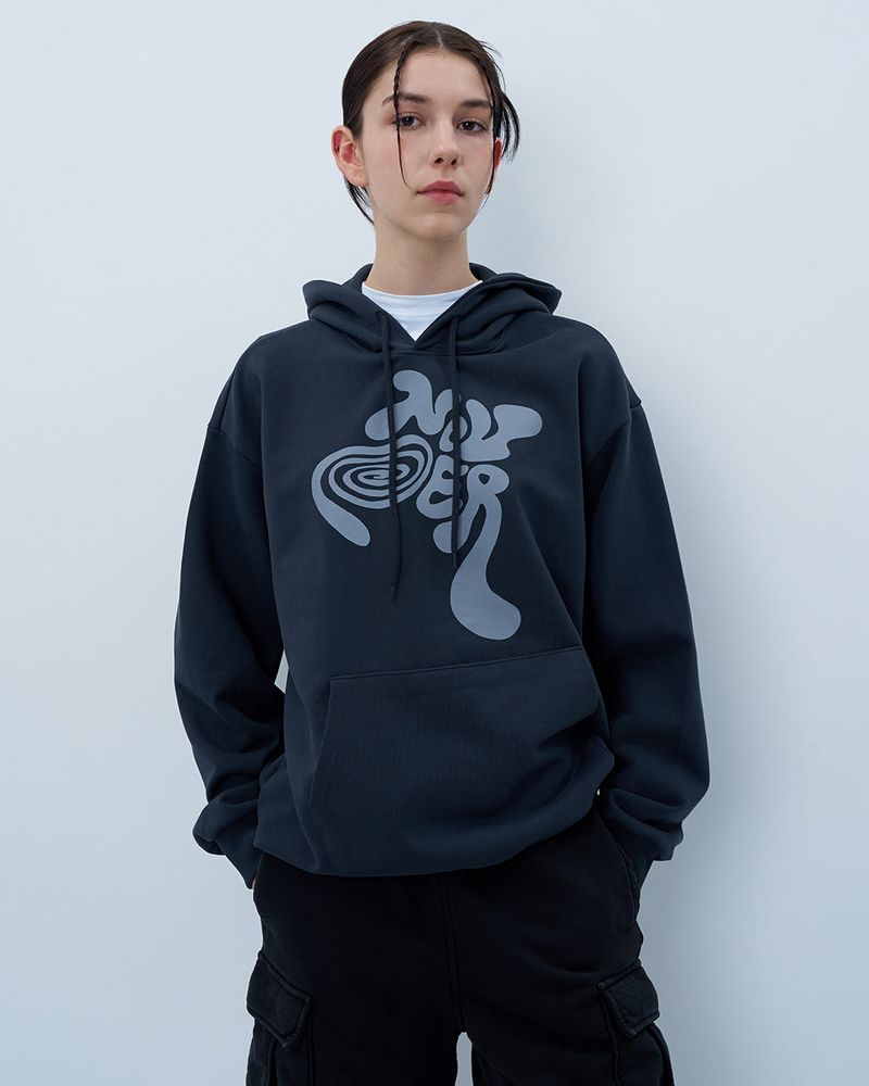 TWISTED LOGO HOODIE-CHARCOAL