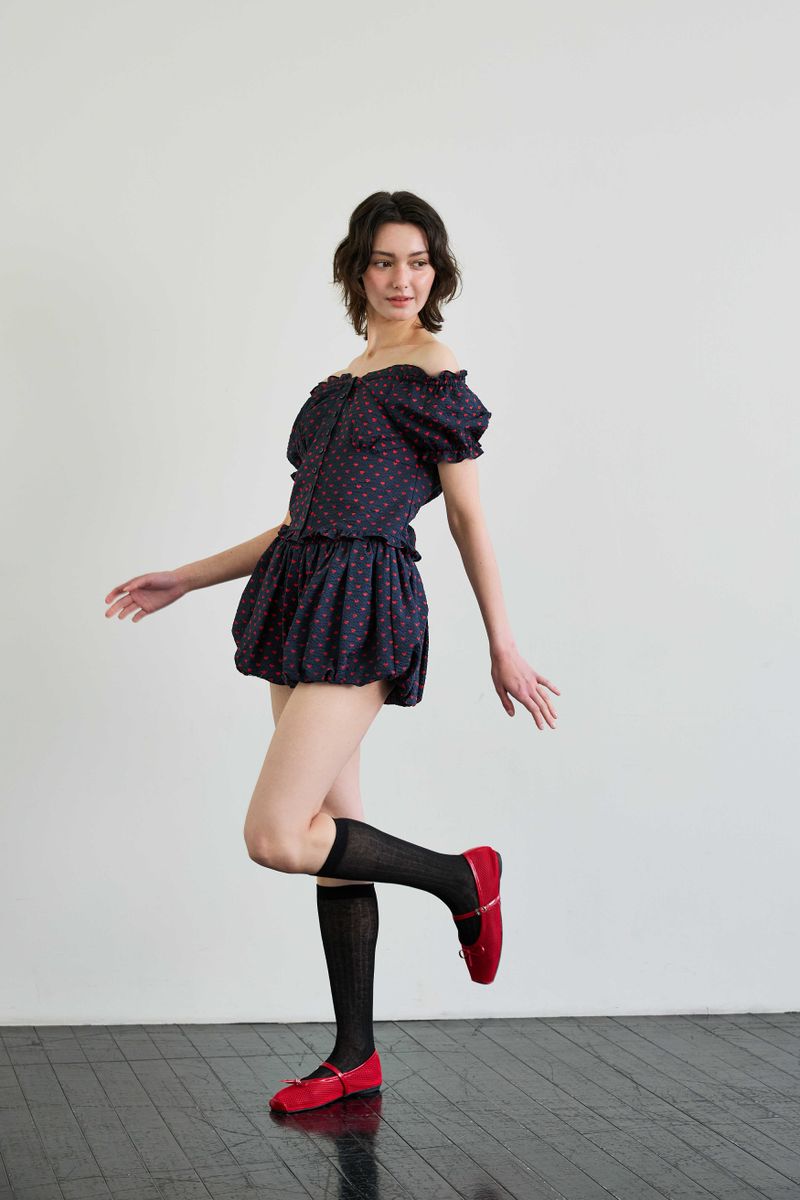 MINI HEART TWO WAY BLOUSE / NAVY